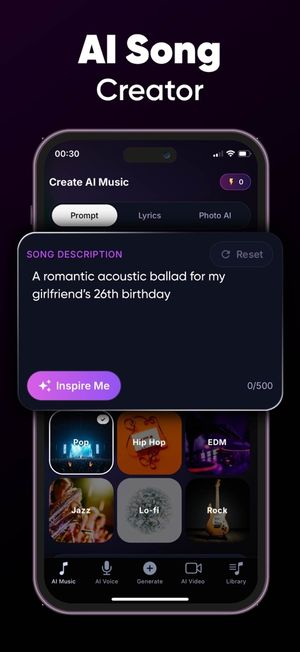 Sonx song creator: describe a song in one sentence and pick a genre